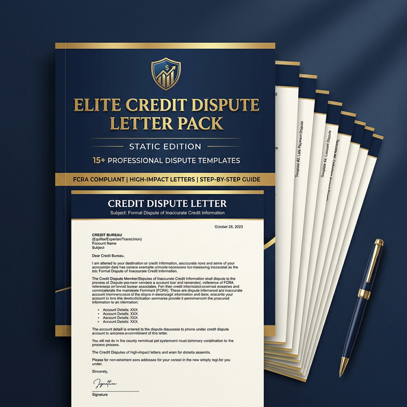 Elite Credit Dispute Letter Pack – Static Edition (21-Page PDF) | FCRA & FDCPA Dispute Letters (Printable Edition)